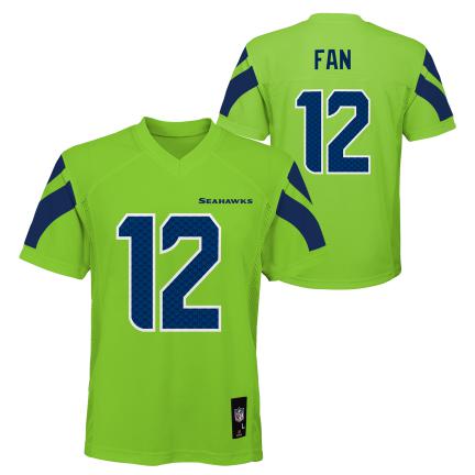 Youth Seahawks FAN 12 Lime Jersey Gameday Sports Shop