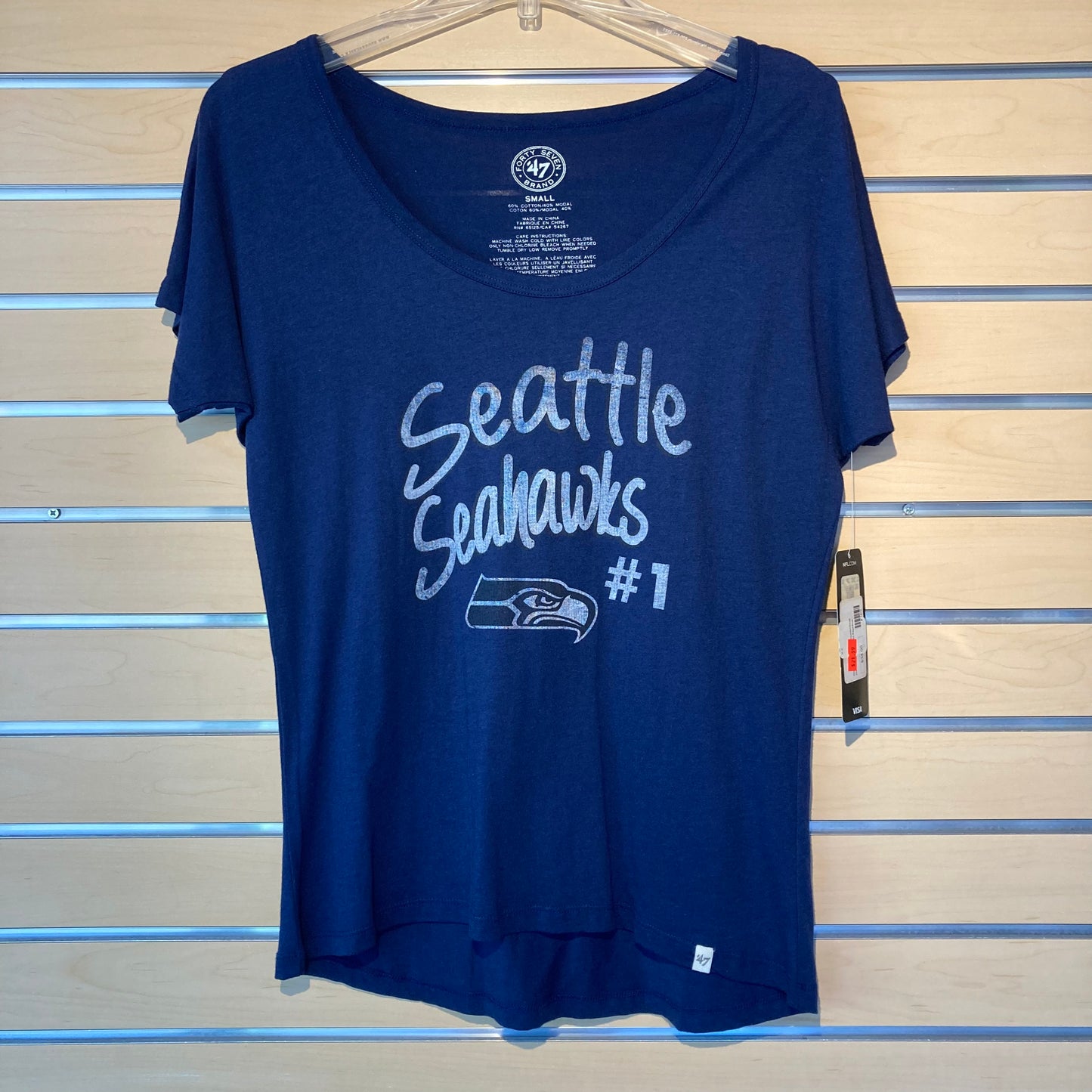 Women's Seahawks Super Scoop #1 Navy Tee