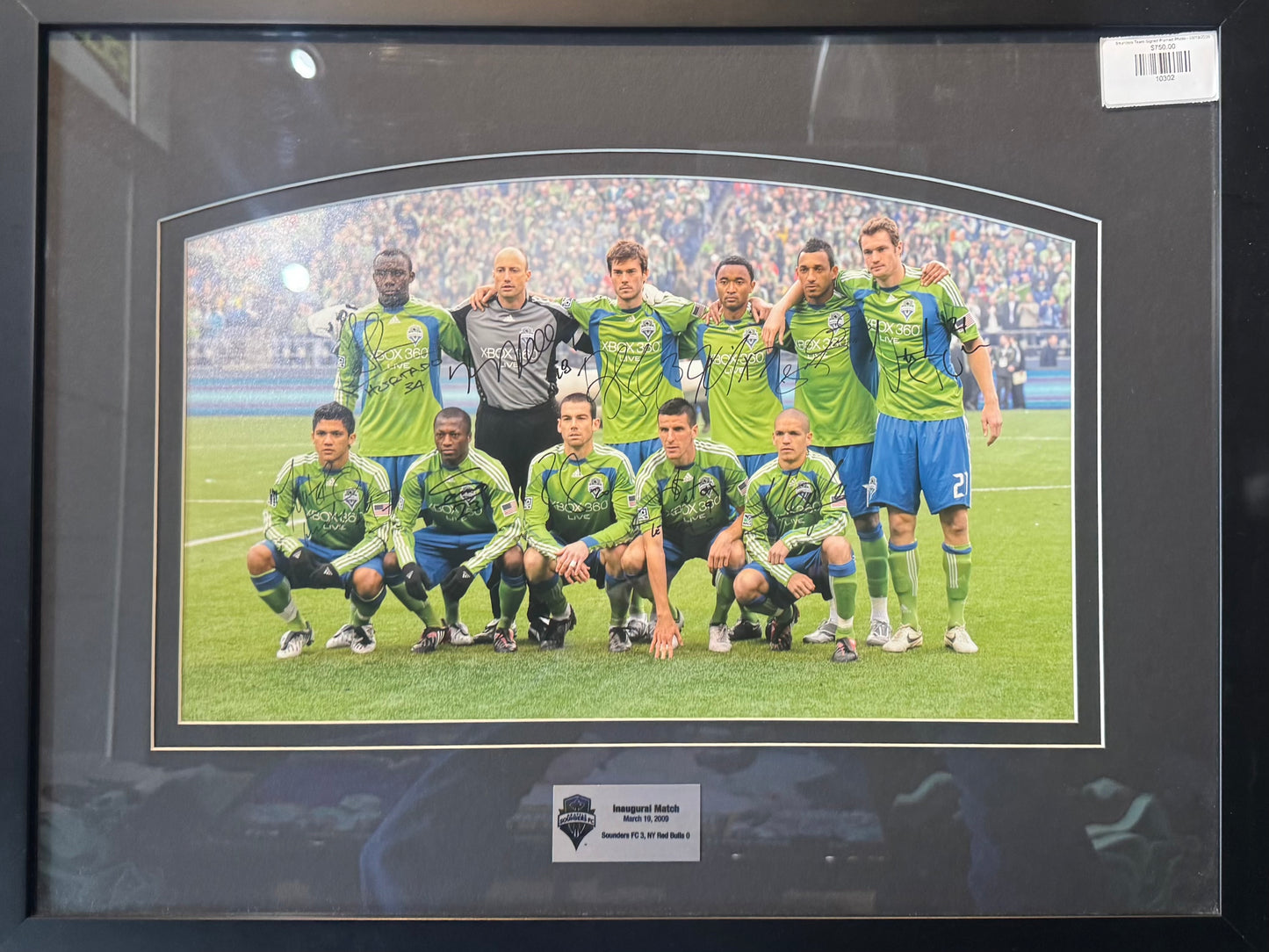 Sounders Inaugural Match Team Signed Framed Photo