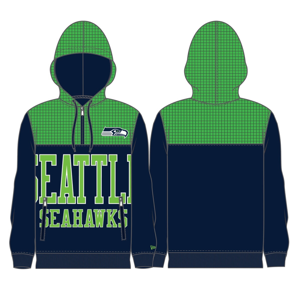 Seahawks DryTek Wordmark 1/4 Zip Hooded Sweatshirt