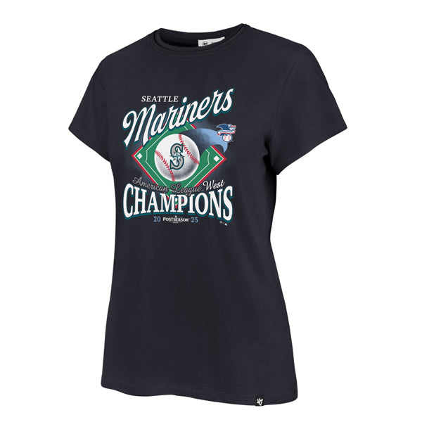 Women's Mariners 2025 Division Champions Official Navy Tee