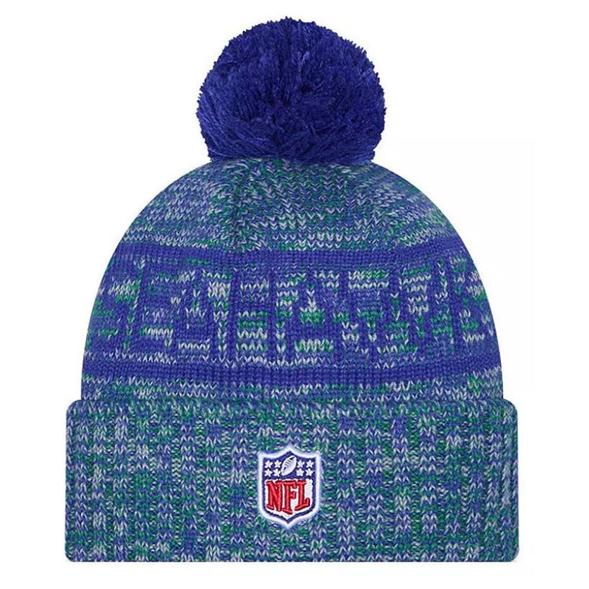 Seahawks Retro 2025 Official Sideline Cuffed Knit Pom Beanie