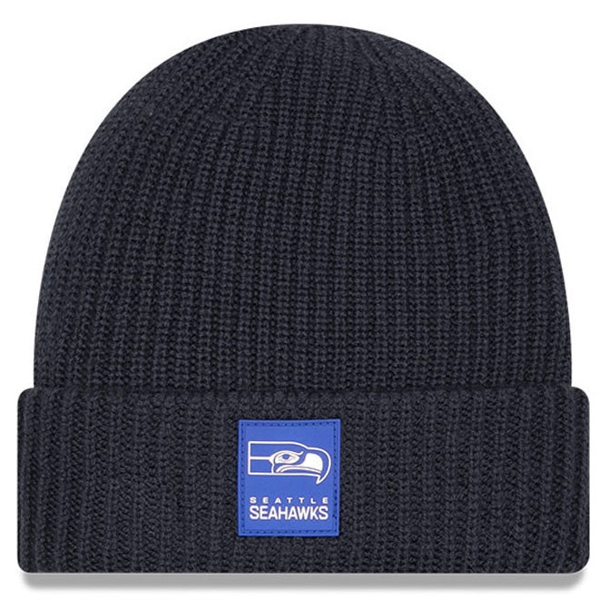 Seahawks Retro 2025 Official Sideline Dark Navy Cuffed Knit Beanie