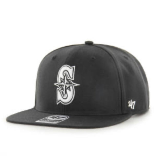 Mariners Black Sure Shot Snapback Hat