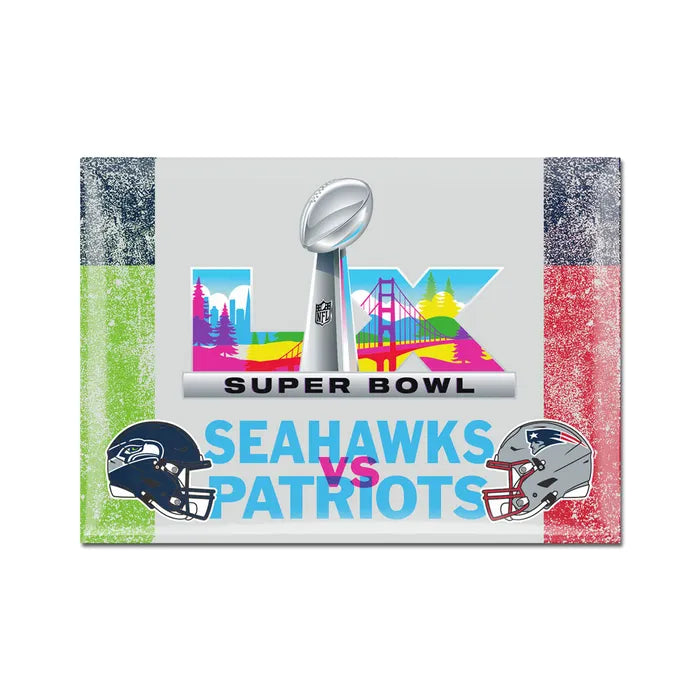 Seahawks vs Patriots Super Bowl LX Metal Magnet