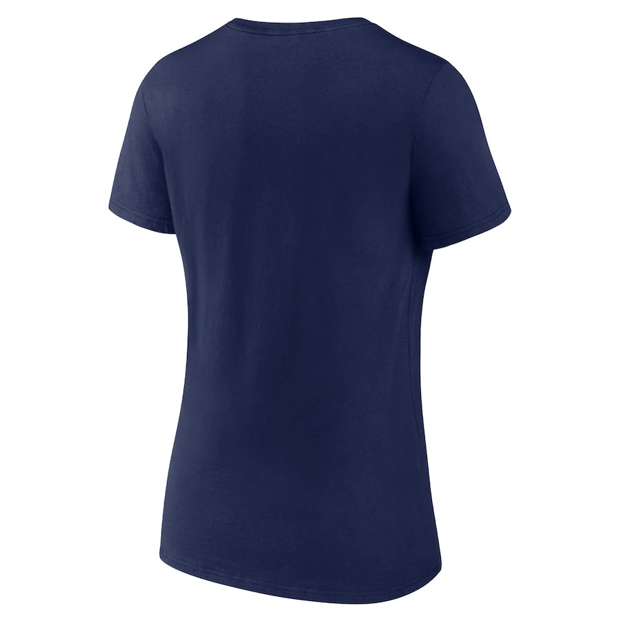 Women's Seahawks Navy Script Logo V-Neck Tee