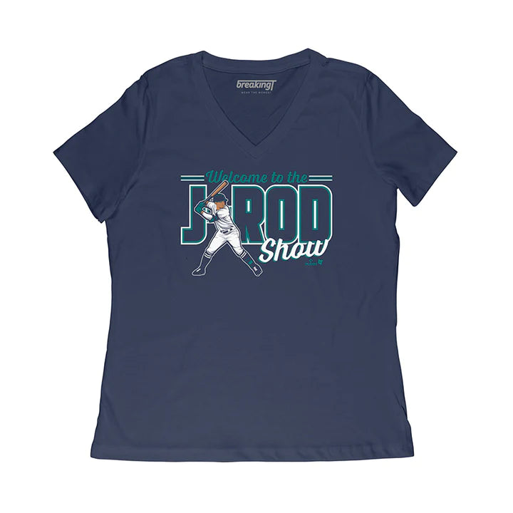 Women's Mariners J-Rod Show Navy V-Neck Tee