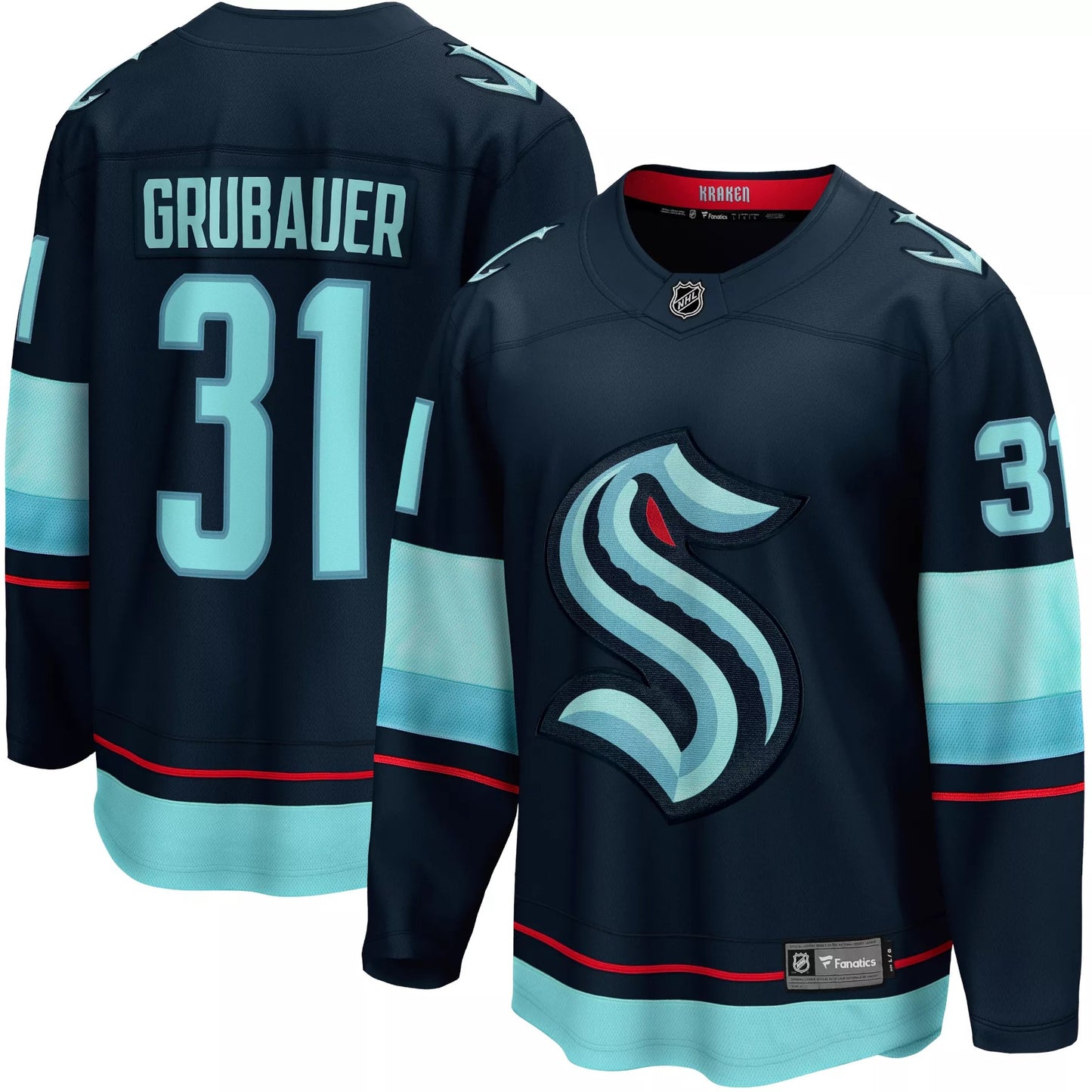 Kraken Philipp Grubauer 31 Home Breakaway Jersey - Deep Sea Blue