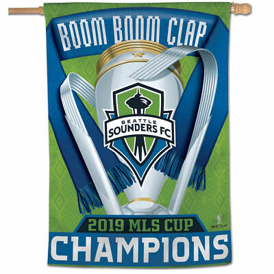Sounders 2019 MLS Cup Champs Vertical Flag