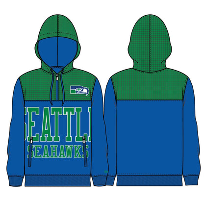 Seahawks Retro DryTek Wordmark 1/4 Zip Hooded Sweatshirt