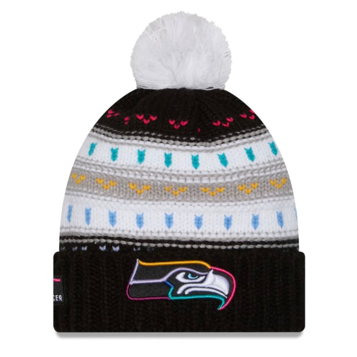 Women's Seahawks 2025 Crucial Catch Cuffed Knit Pom Beanie