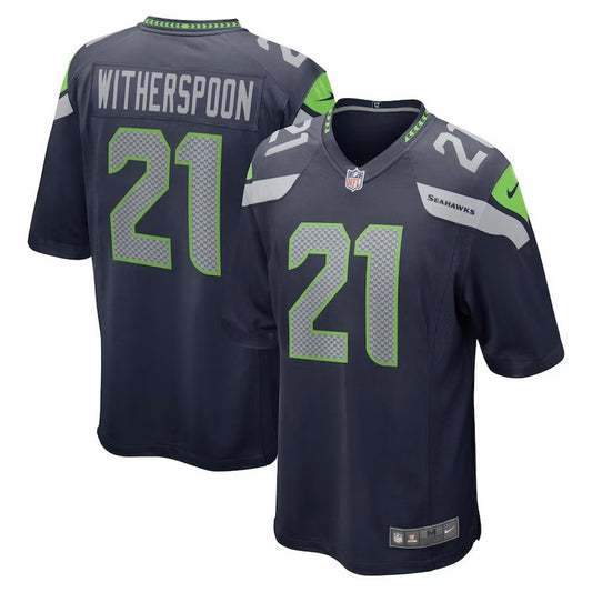 Seahawks WITHERSPOON 21 Navy Game Jersey