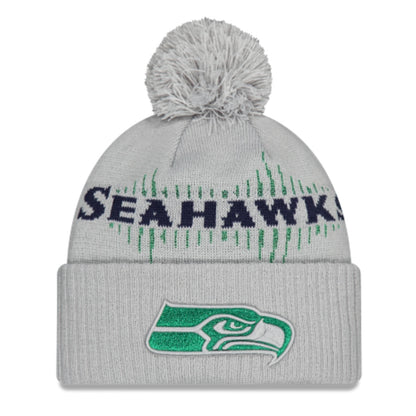 Seahawks 2025 Rivalries Sideline Wolf Gray Cuff Knit Pom Beanie
