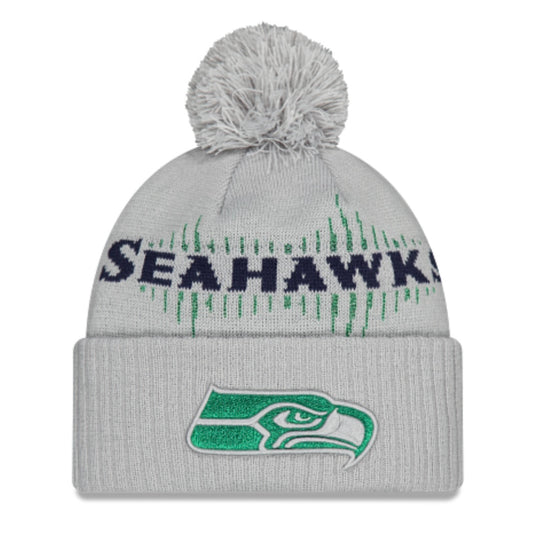 Seahawks 2025 Rivalries Sideline Wolf Gray Cuff Knit Pom Beanie
