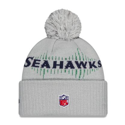 Seahawks 2025 Rivalries Sideline Wolf Gray Cuff Knit Pom Beanie