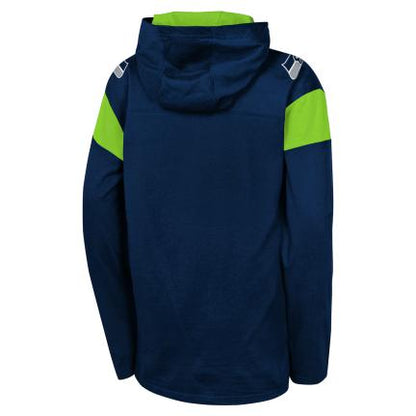 Youth Seahawks Navy Lime Pullover Hooded Sweatshirt