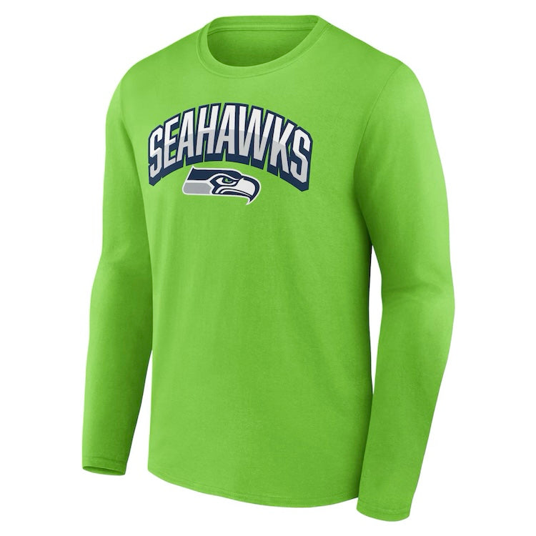 Seahawks Lime Long Sleeve Arch Logo Tee