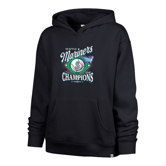 Women's Mariners 2025 Division Champions Official Navy Pullover Hooded Sweatshirt