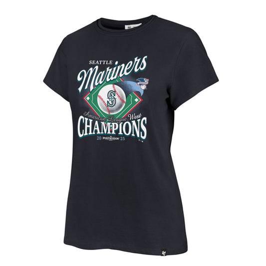Women's Mariners 2025 Division Champions Official Navy Tee