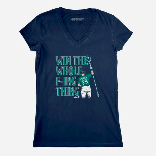 Women's Mariners Cal Raleigh "Win The Whole F-ING Thing" Navy Tee