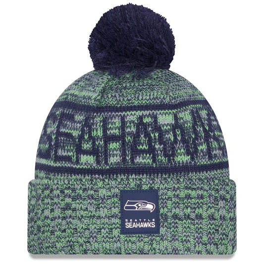 Seahawks 2025 Official Sideline Cuffed Knit Pom Beanie