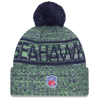 Seahawks 2025 Official Sideline Cuffed Knit Pom Beanie