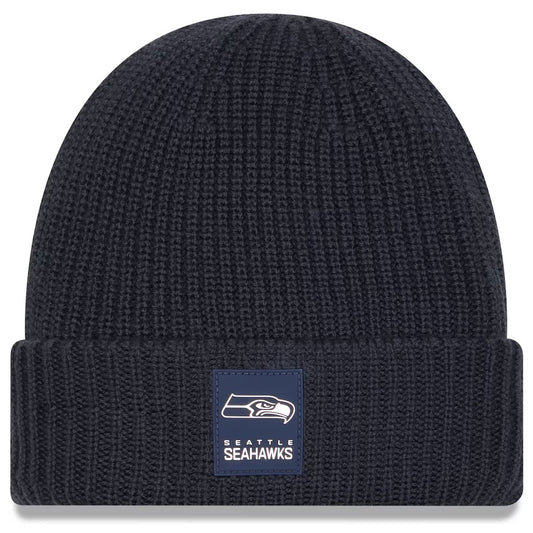 Seahawks 2025 Official Sideline Dark Navy Cuffed Knit Beanie
