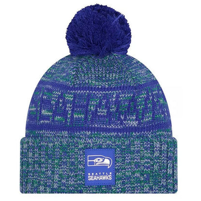 Seahawks Retro 2025 Official Sideline Cuffed Knit Pom Beanie