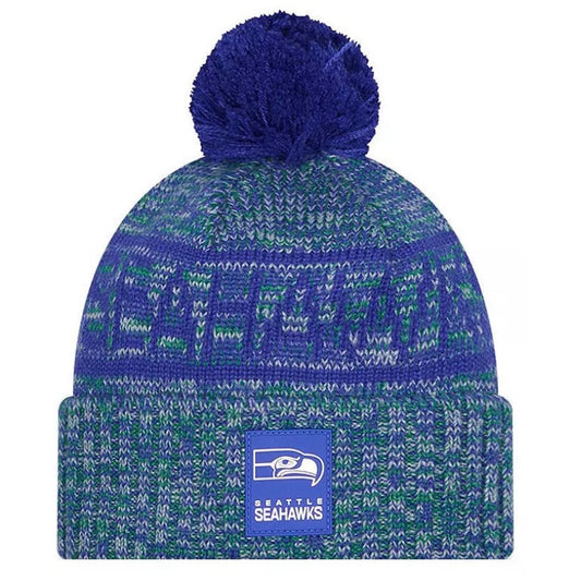 Seahawks Retro 2025 Official Sideline Cuffed Knit Pom Beanie