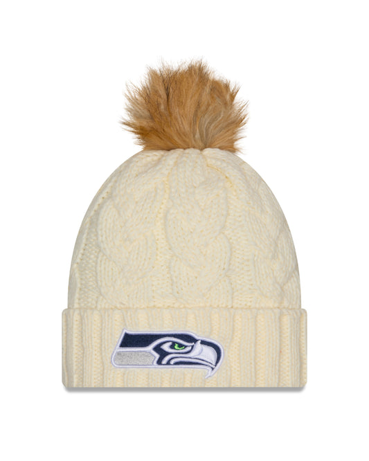 Women's Seahawks Fur Pom Knit Beanie