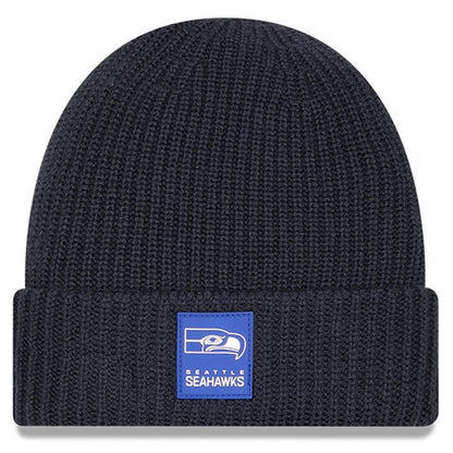 Seahawks Retro 2025 Official Sideline Dark Navy Cuffed Knit Beanie