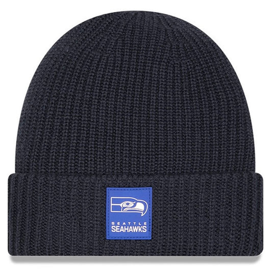 Seahawks Retro 2025 Official Sideline Dark Navy Cuffed Knit Beanie