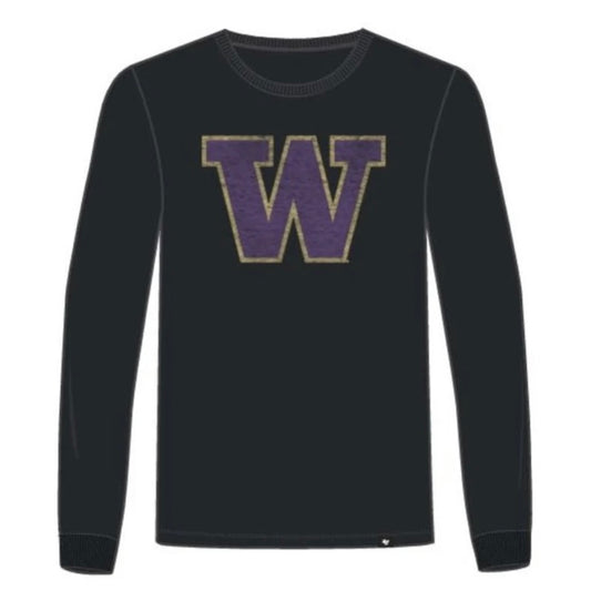 UW Huskies Distressed Logo Long Sleeve Black Tee