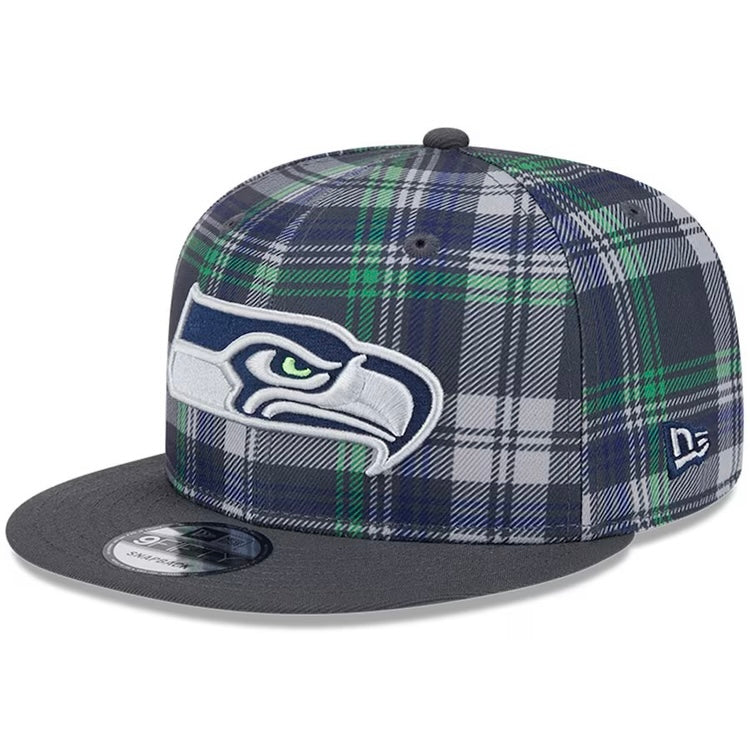 Seahawks 2024 Sideline Grey Plaid Snapback Hat