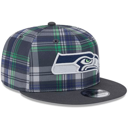 Seahawks 2024 Sideline Grey Plaid Snapback Hat