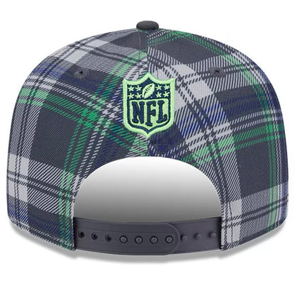 Seahawks 2024 Sideline Grey Plaid Snapback Hat