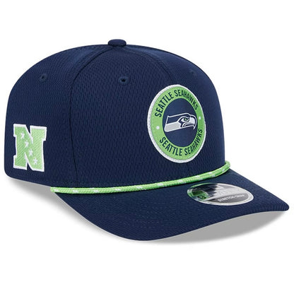 Seahawks 2024 Sideline MICROERA™ Navy Stretch-Snap Hat