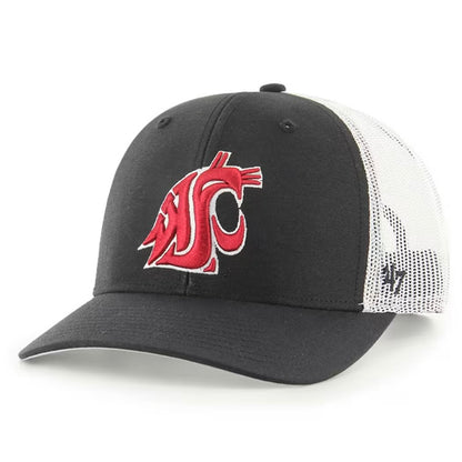 WSU Cougars Black White Snapback Trucker Hat