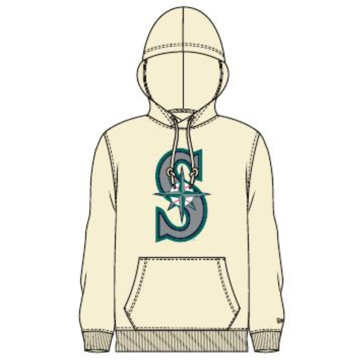 Mariners Primary Logo Ivory Hooded Pullover Sweatshirt