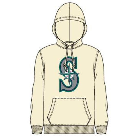 Mariners Primary Logo Ivory Hooded Pullover Sweatshirt