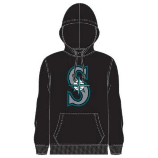 Mariners Primary Logo Black Hooded Pullover Sweatshirt