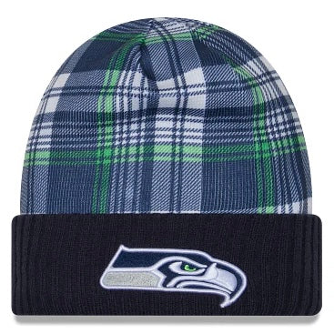 Seahawks 2024 Official Sideline Plaid Cuffed Knit Beanie