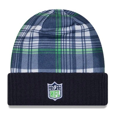 Seahawks 2024 Official Sideline Plaid Cuffed Knit Beanie