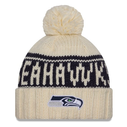 Women's Seahawks 2024 Sideline Cuffed Knit Pom Beanie