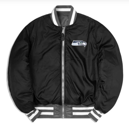 Seahawks Navy Alpha Bomber Reversible Jacket