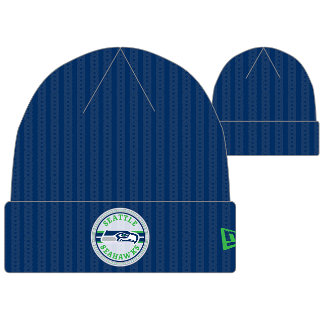 Seahawks Navy Patch Cuffed Knit Beanie