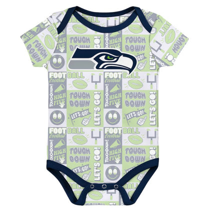 Infant Seahawks 3-Pack Creeper Set