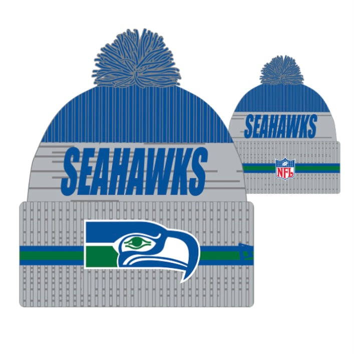 Seahawks Historic Retro Cuffed Knit Pom Beanie