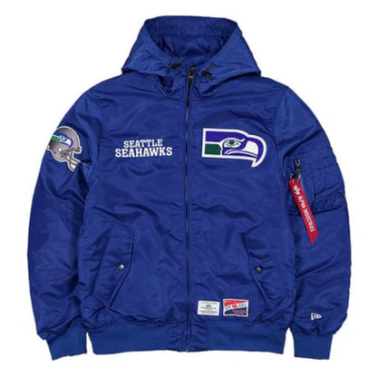 Seahawks Retro Alpha Hooded Bomber Jacket