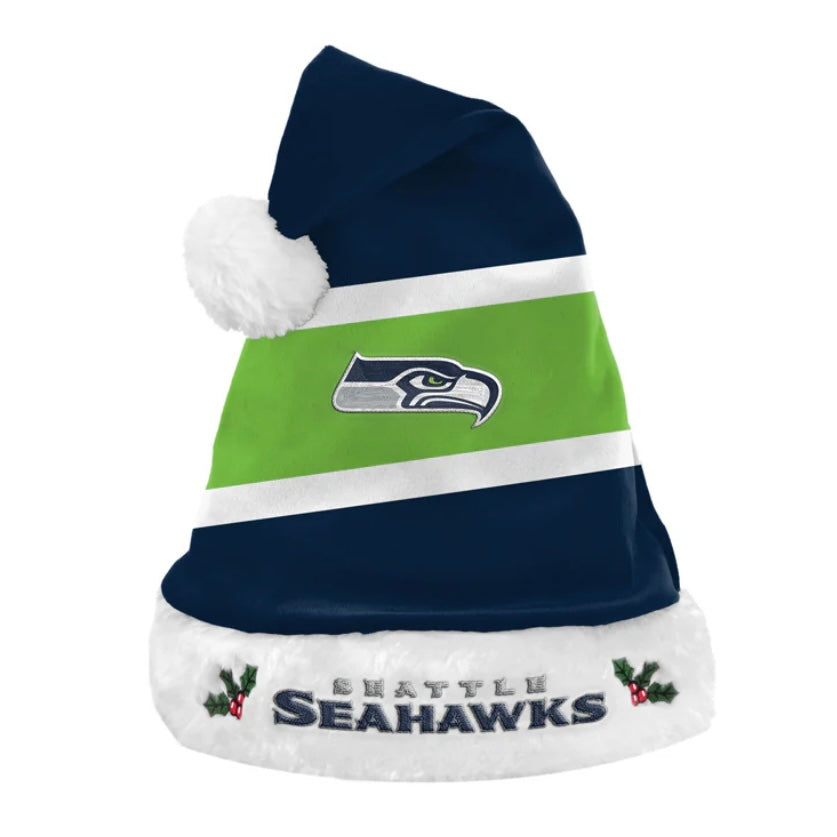 Seahawks Logo Navy / Lime Christmas Santa Hat